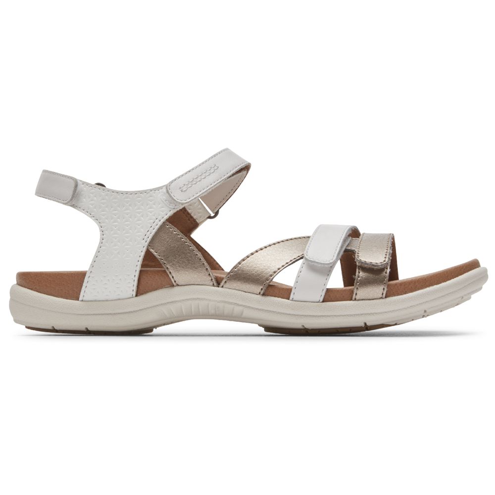 Sandale Rockport Dama Cobb Hill Rubey 3-Strap Albi - Romania 3502-FYEWL